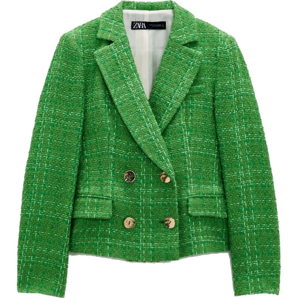 Zara green double breasted blazer